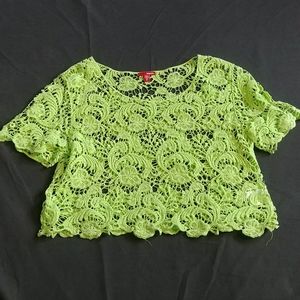 Bongo Women's Lime Green Crochet Crop Top Size M